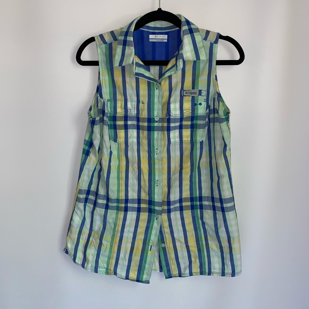 Columbia PFG Women's Plaid Fishing Vest top Size Medium